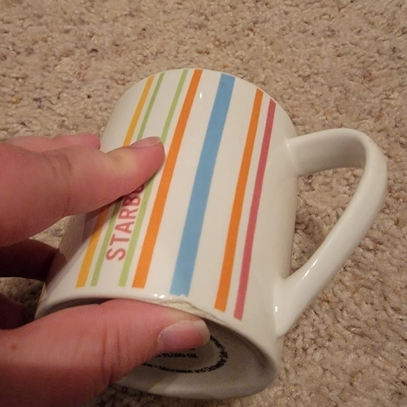 2005 Starbucks Coffee Co. Striped Mug White Multi-Colors Holds 14 Fl. Oz. Good - Picture 4 of 5
